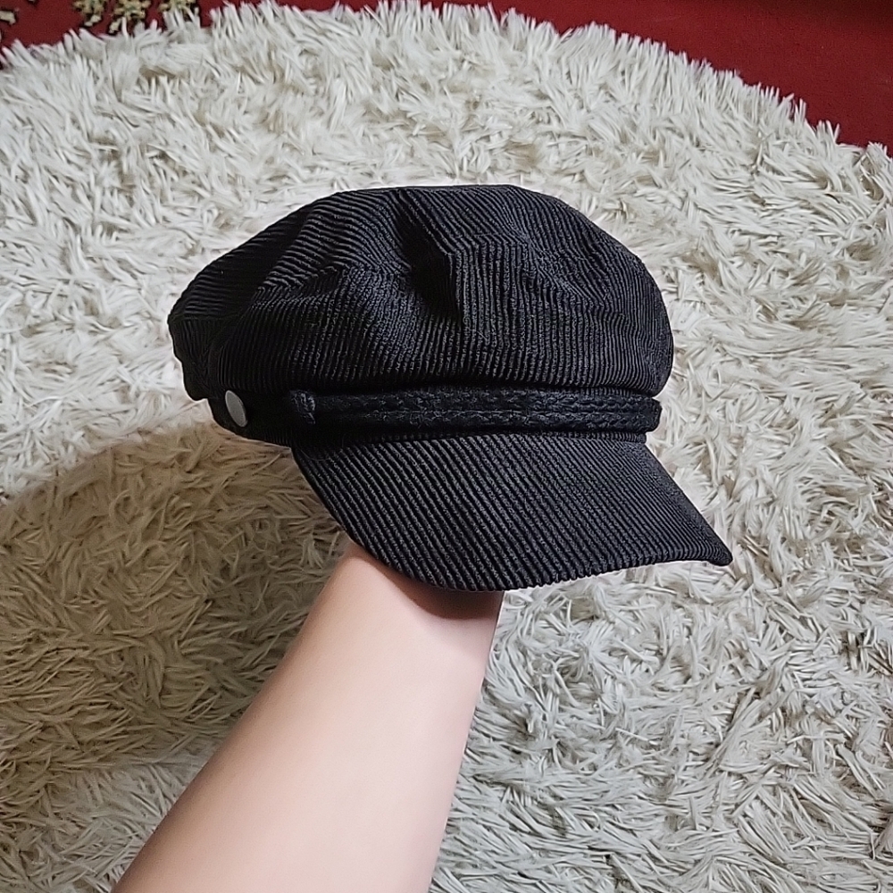 *SOLD* Urban Outfitters Black Corduroy Newsboy Cap The Ringo Cap Retro Hat - Picture 6 of 11